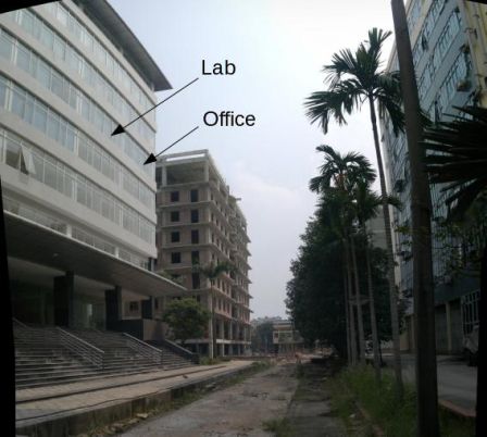 Illustration 1: Emplacement proposé du laboratoire au 5e étage du building USTH sur le campus de la VAST, au 18 Hoang Quoc Viet, Hanoi.