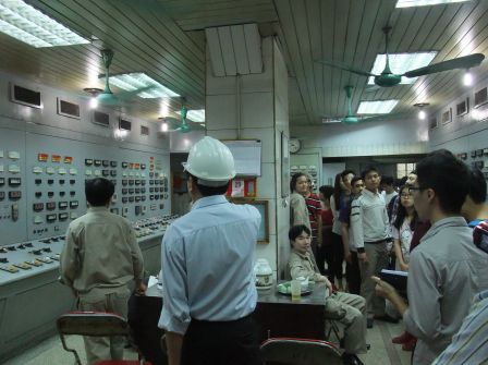 USTH students visiting the turbine hall control room at Ninh Binh power station